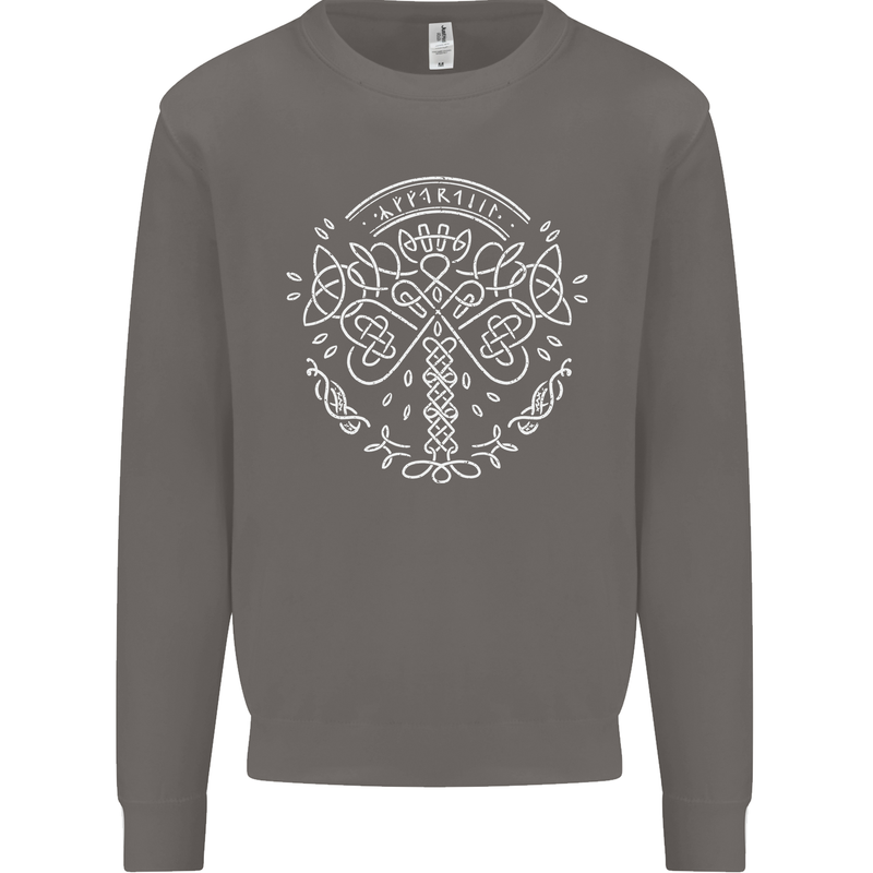 Viking Yggdrasil Tree Norse Mythology Thor Mens Sweatshirt Jumper Charcoal