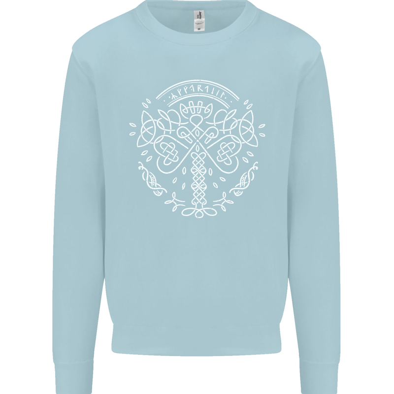 Viking Yggdrasil Tree Norse Mythology Thor Mens Sweatshirt Jumper Light Blue