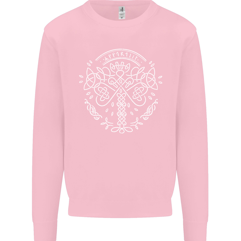 Viking Yggdrasil Tree Norse Mythology Thor Mens Sweatshirt Jumper Light Pink