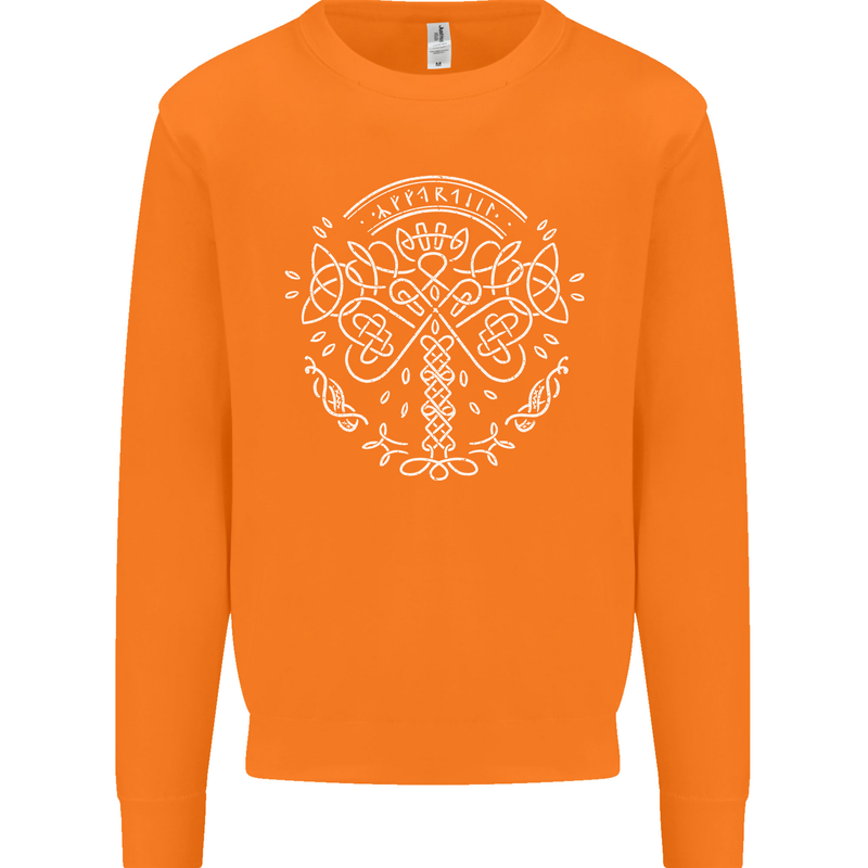 Viking Yggdrasil Tree Norse Mythology Thor Mens Sweatshirt Jumper Orange