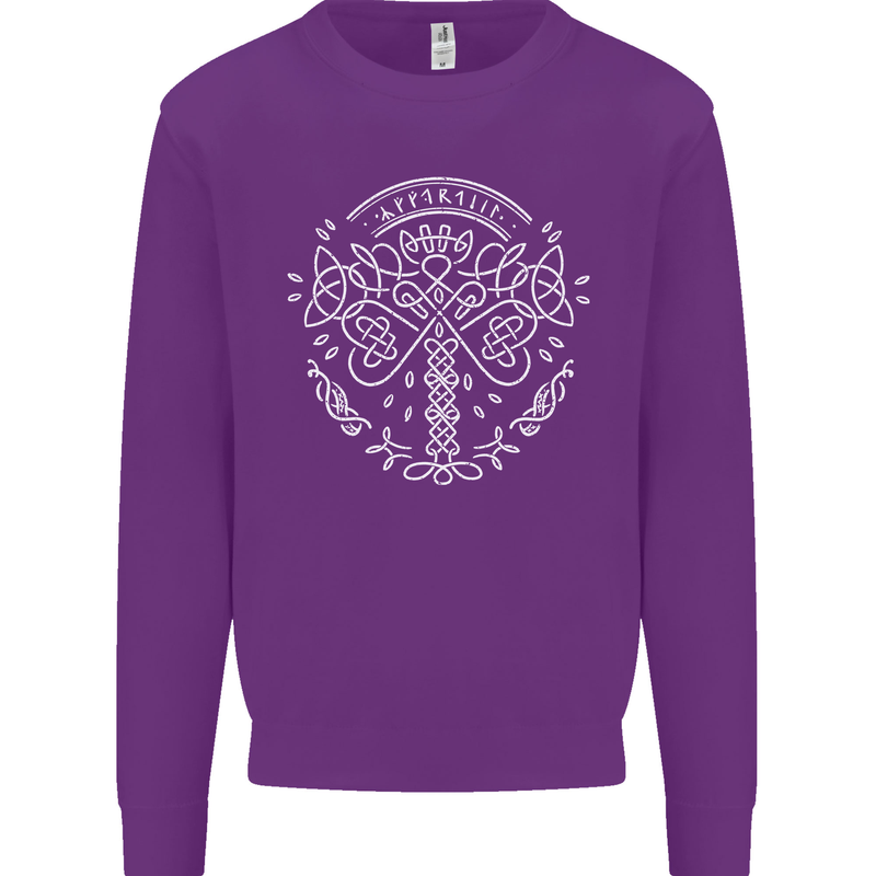 Viking Yggdrasil Tree Norse Mythology Thor Mens Sweatshirt Jumper Purple
