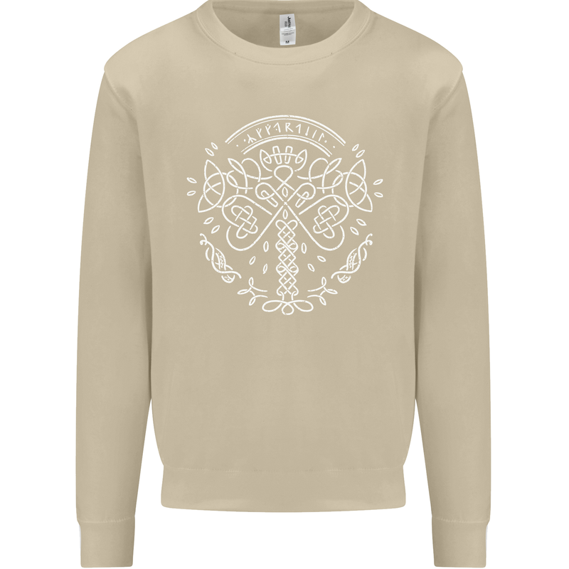 Viking Yggdrasil Tree Norse Mythology Thor Mens Sweatshirt Jumper Sand
