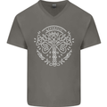 Viking Yggdrasil Tree Norse Mythology Thor Mens V-Neck Cotton T-Shirt Charcoal