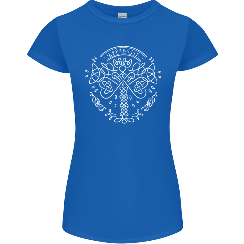 Viking Yggdrasil Tree Norse Mythology Thor Womens Petite Cut T-Shirt Royal Blue