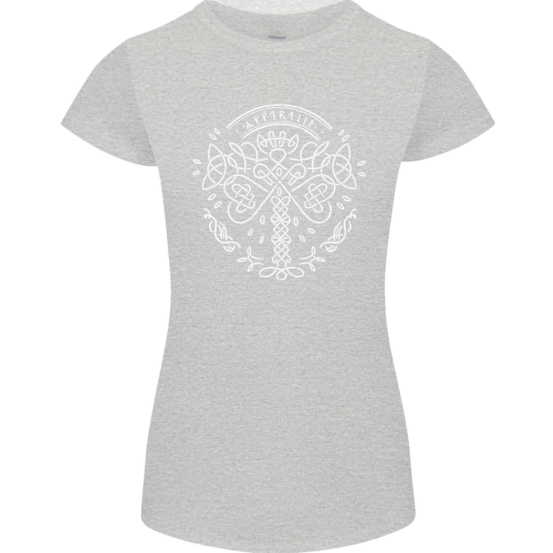 Viking Yggdrasil Tree Norse Mythology Thor Womens Petite Cut T-Shirt Sports Grey