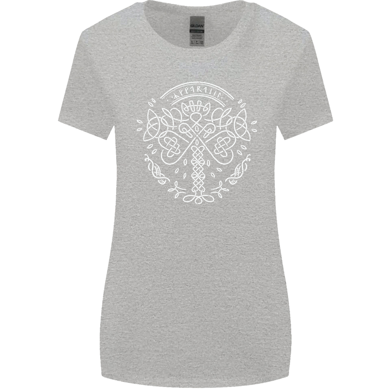 Viking Yggdrasil Tree Norse Mythology Thor Womens Wider Cut T-Shirt Sports Grey