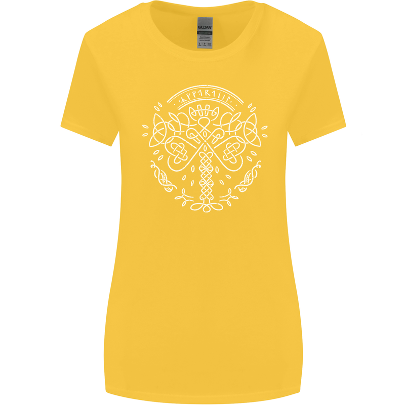 Viking Yggdrasil Tree Norse Mythology Thor Womens Wider Cut T-Shirt Yellow