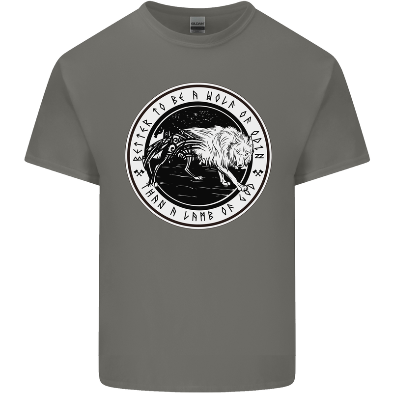 Viking a Wolf of Odin Than a Lamb of God Kids T-Shirt Childrens Charcoal