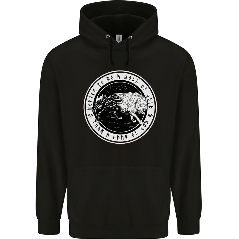 Viking a Wolf of Odin Than a Lamb of God Mens 80% Cotton Hoodie Black