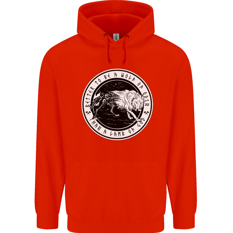 Viking a Wolf of Odin Than a Lamb of God Mens 80% Cotton Hoodie Bright Red
