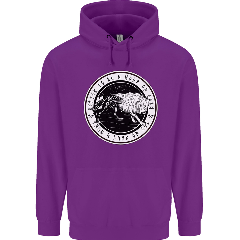 Viking a Wolf of Odin Than a Lamb of God Mens 80% Cotton Hoodie Purple