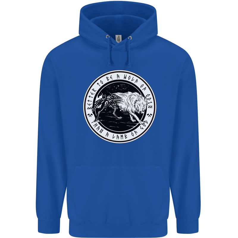 Viking a Wolf of Odin Than a Lamb of God Mens 80% Cotton Hoodie Royal Blue