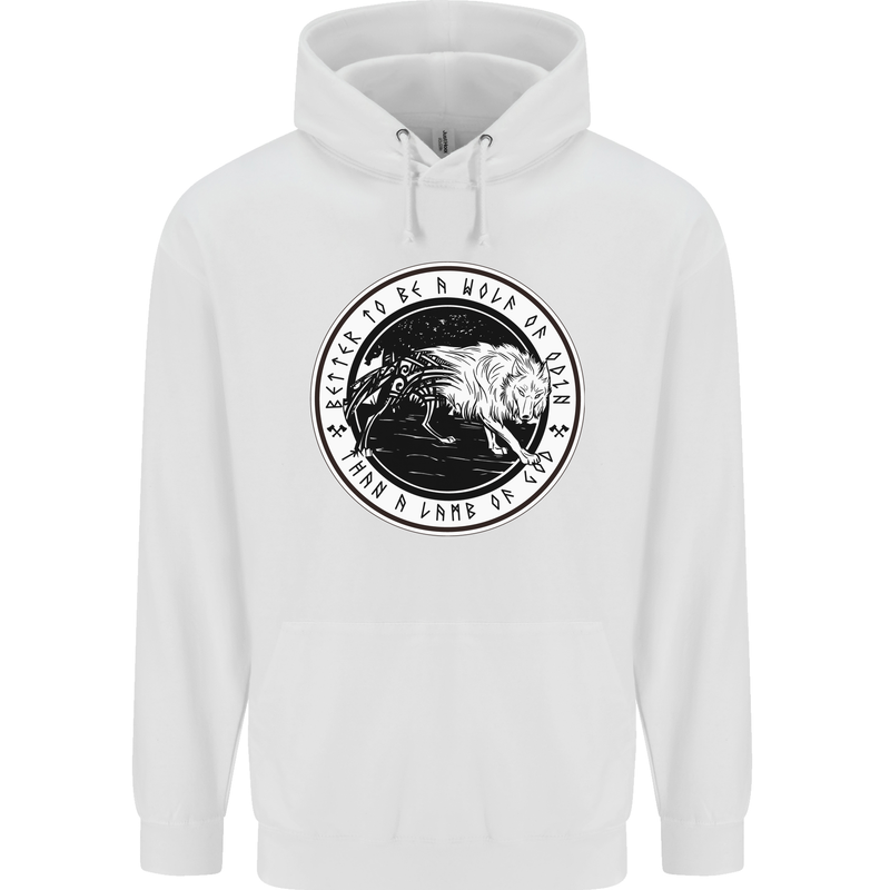 Viking a Wolf of Odin Than a Lamb of God Mens 80% Cotton Hoodie White
