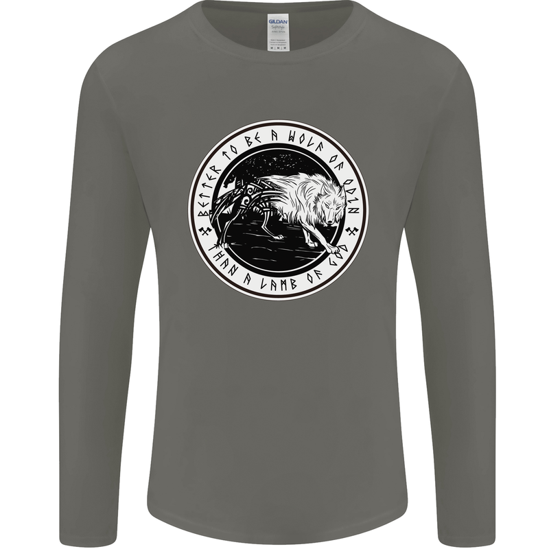 Viking a Wolf of Odin Than a Lamb of God Mens Long Sleeve T-Shirt Charcoal