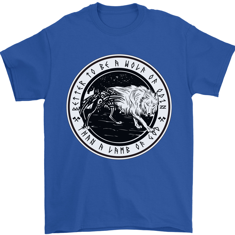 Viking a Wolf of Odin Than a Lamb of God Mens T-Shirt Cotton Gildan Royal Blue