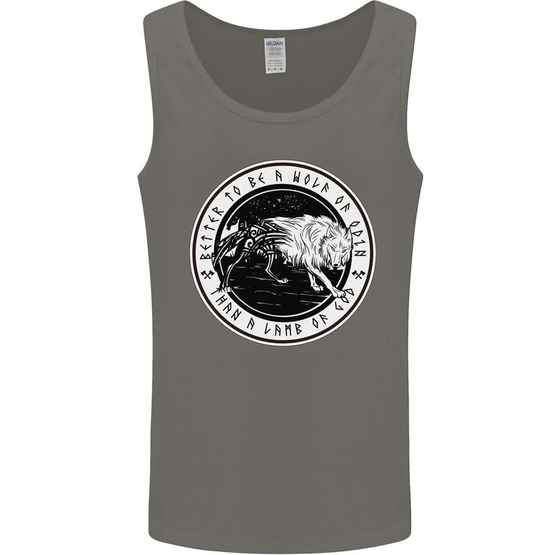 Viking a Wolf of Odin Than a Lamb of God Mens Vest Tank Top Charcoal