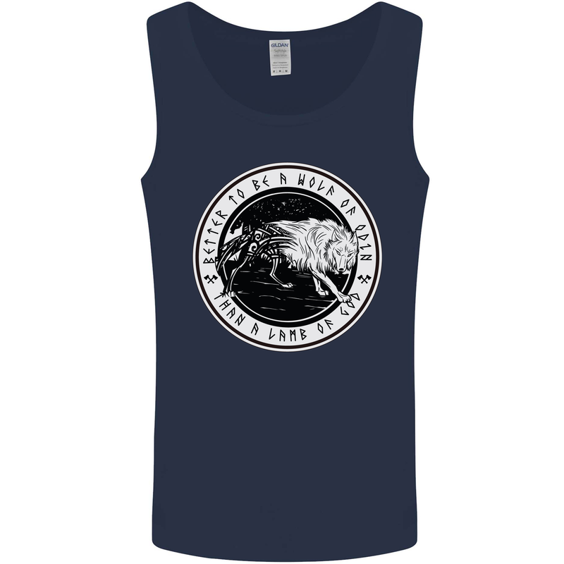 Viking a Wolf of Odin Than a Lamb of God Mens Vest Tank Top Navy Blue