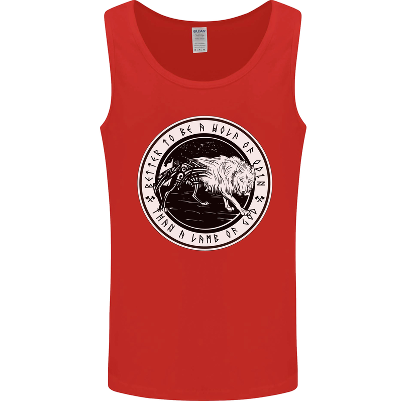 Viking a Wolf of Odin Than a Lamb of God Mens Vest Tank Top Red