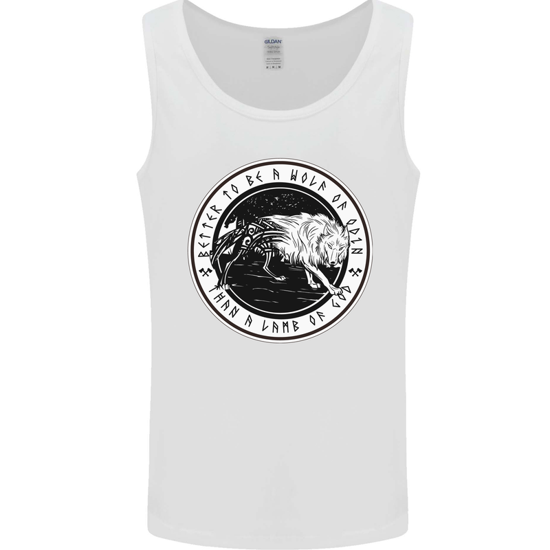 Viking a Wolf of Odin Than a Lamb of God Mens Vest Tank Top White