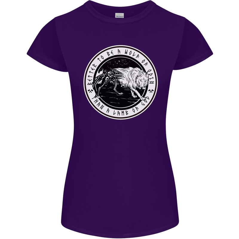 Viking a Wolf of Odin Than a Lamb of God Womens Petite Cut T-Shirt Purple