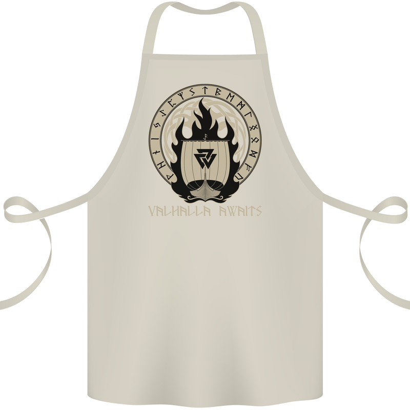 Vikings Valhalla Awaits Valknut Symbol Odin Cotton Apron 100% Organic Natural