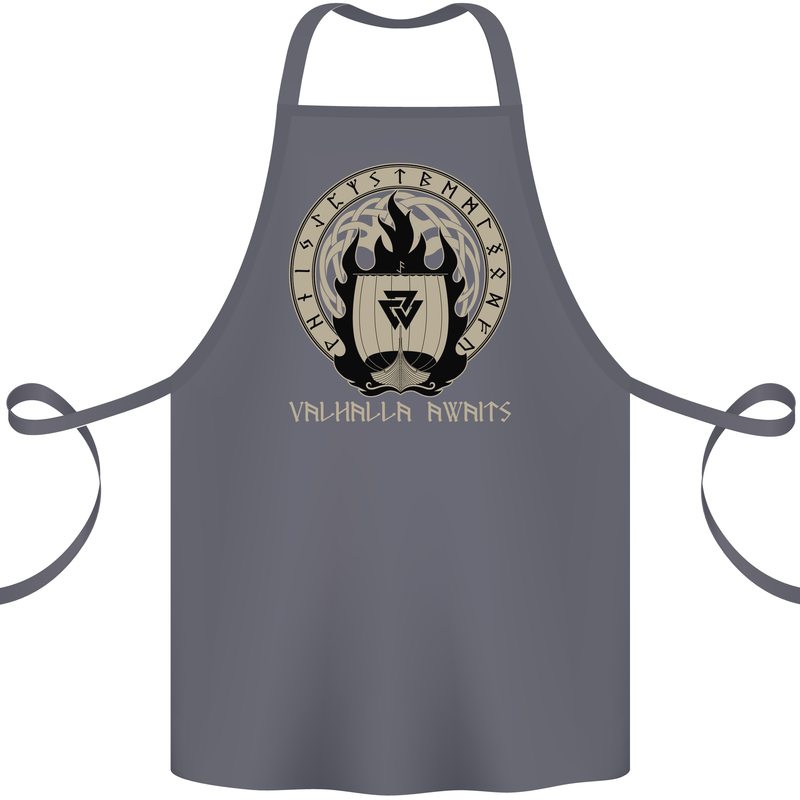 Vikings Valhalla Awaits Valknut Symbol Odin Cotton Apron 100% Organic Steel