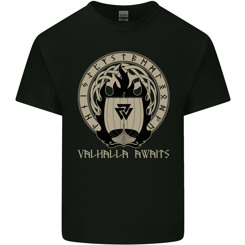 Vikings Valhalla Awaits Valknut Symbol Odin Kids T-Shirt Childrens Black