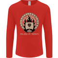 Vikings Valhalla Awaits Valknut Symbol Odin Mens Long Sleeve T-Shirt Red