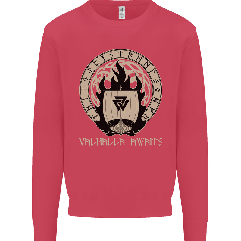 Vikings Valhalla Awaits Valknut Symbol Odin Mens Sweatshirt Jumper Heliconia