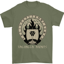 Vikings Valhalla Awaits Valknut Symbol Odin Mens T-Shirt Cotton Gildan Military Green