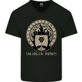 Vikings Valhalla Awaits Valknut Symbol Odin Mens V-Neck Cotton T-Shirt Black