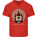 Vikings Valhalla Awaits Valknut Symbol Odin Mens V-Neck Cotton T-Shirt Red