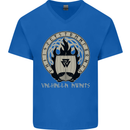 Vikings Valhalla Awaits Valknut Symbol Odin Mens V-Neck Cotton T-Shirt Royal Blue
