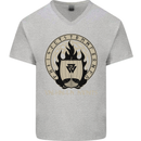 Vikings Valhalla Awaits Valknut Symbol Odin Mens V-Neck Cotton T-Shirt Sports Grey