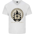 Vikings Valhalla Awaits Valknut Symbol Odin Mens V-Neck Cotton T-Shirt White
