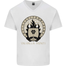 Vikings Valhalla Awaits Valknut Symbol Odin Mens V-Neck Cotton T-Shirt White