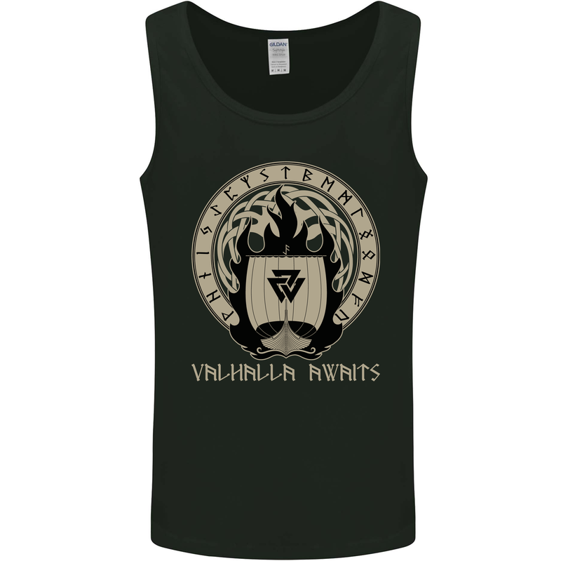 Vikings Valhalla Awaits Valknut Symbol Odin Mens Vest Tank Top Black