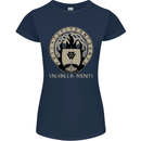 Vikings Valhalla Awaits Valknut Symbol Odin Womens Petite Cut T-Shirt Navy Blue