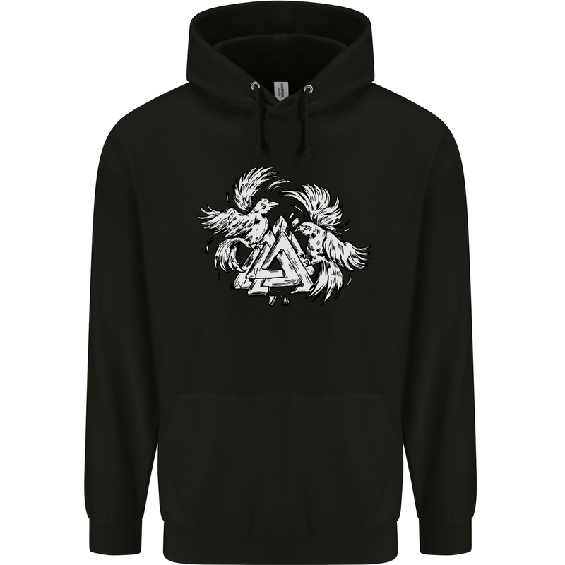 Vikings Valknut Symbol With Ravens Childrens Kids Hoodie Black