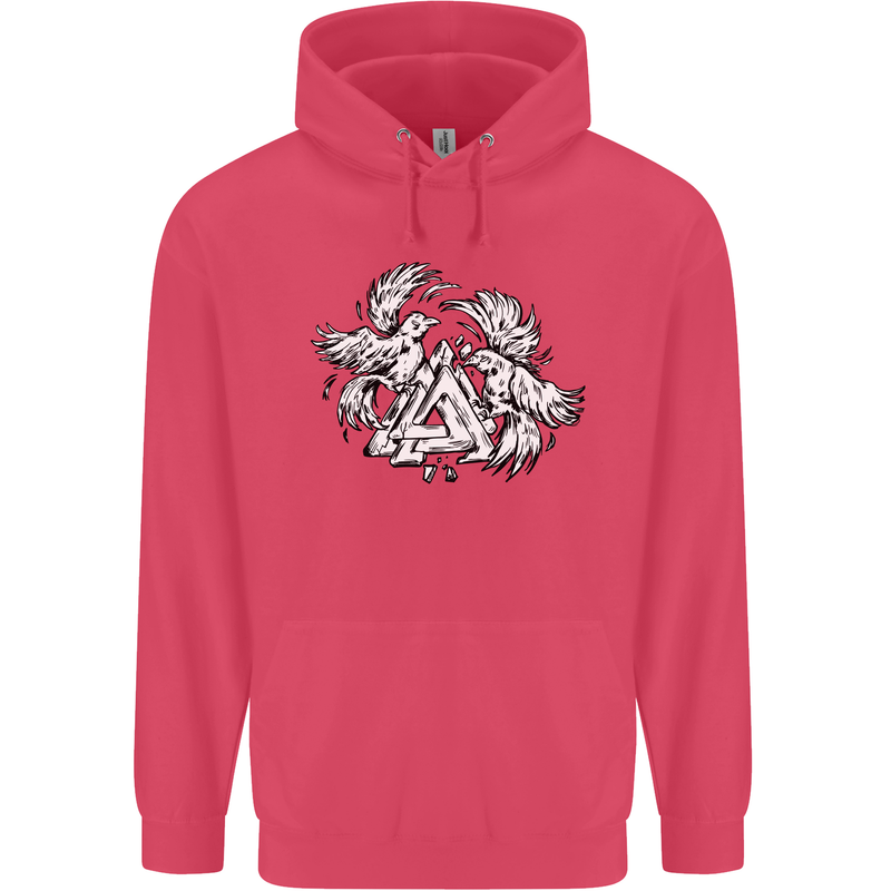 Vikings Valknut Symbol With Ravens Childrens Kids Hoodie Heliconia