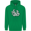 Vikings Valknut Symbol With Ravens Childrens Kids Hoodie Irish Green