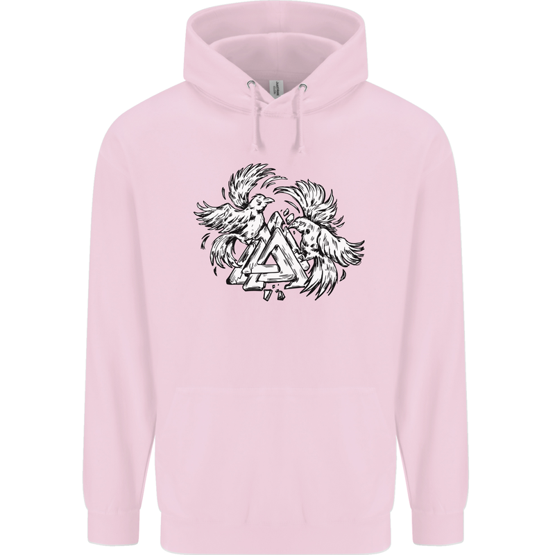 Vikings Valknut Symbol With Ravens Childrens Kids Hoodie Light Pink