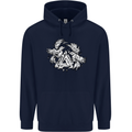Vikings Valknut Symbol With Ravens Childrens Kids Hoodie Navy Blue