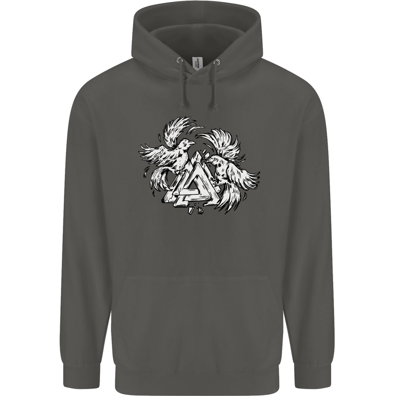 Vikings Valknut Symbol With Ravens Childrens Kids Hoodie Storm Grey
