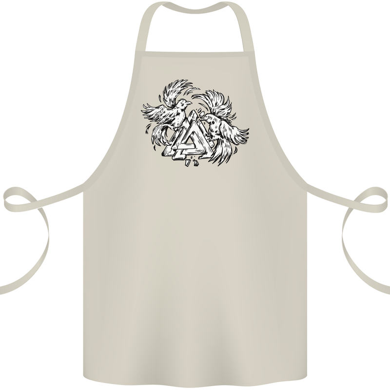 Vikings Valknut Symbol With Ravens Cotton Apron 100% Organic Natural