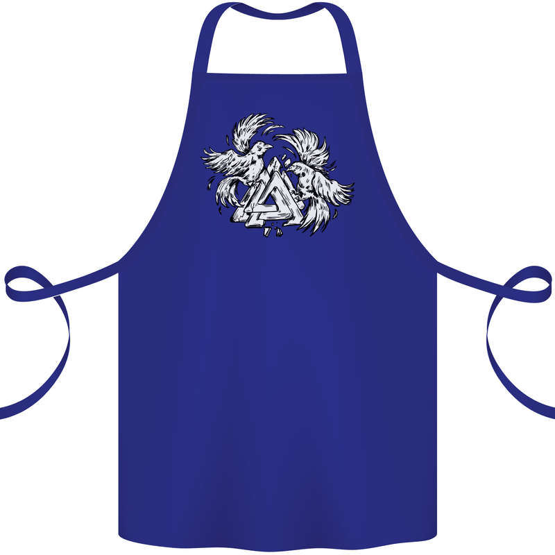 Vikings Valknut Symbol With Ravens Cotton Apron 100% Organic Royal Blue