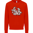 Vikings Valknut Symbol With Ravens Kids Sweatshirt Jumper Bright Red