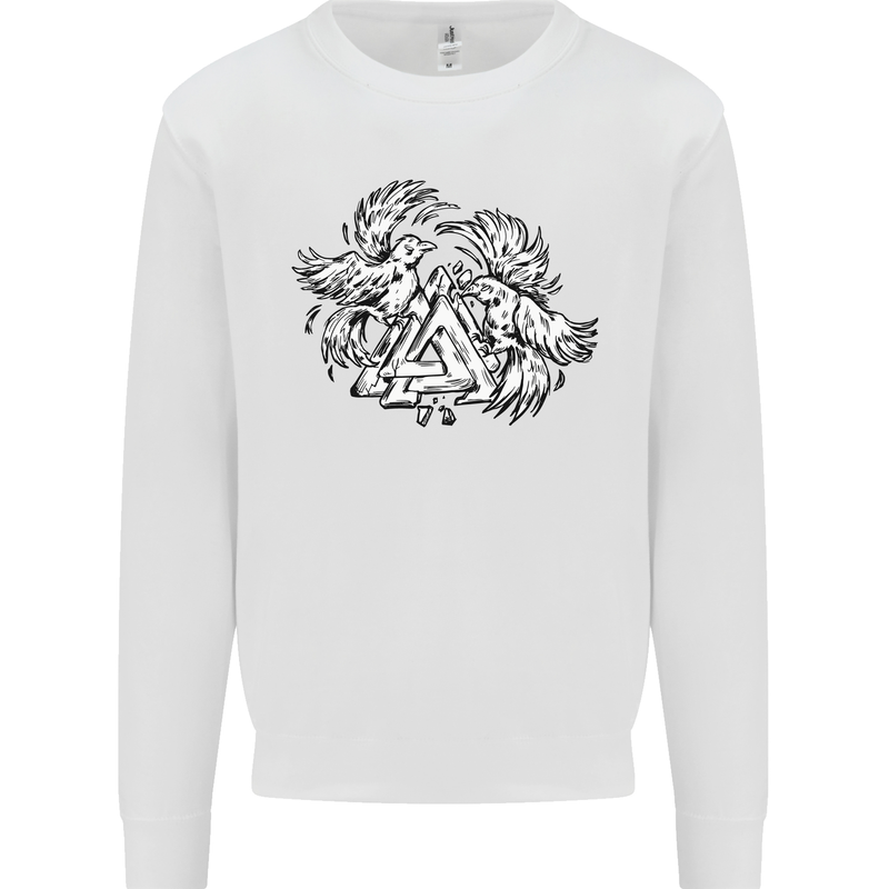 Vikings Valknut Symbol With Ravens Kids Sweatshirt Jumper White