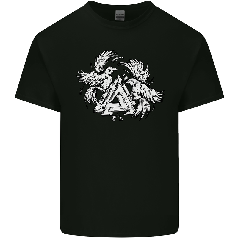 Vikings Valknut Symbol With Ravens Kids T-Shirt Childrens Black