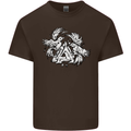 Vikings Valknut Symbol With Ravens Kids T-Shirt Childrens Chocolate